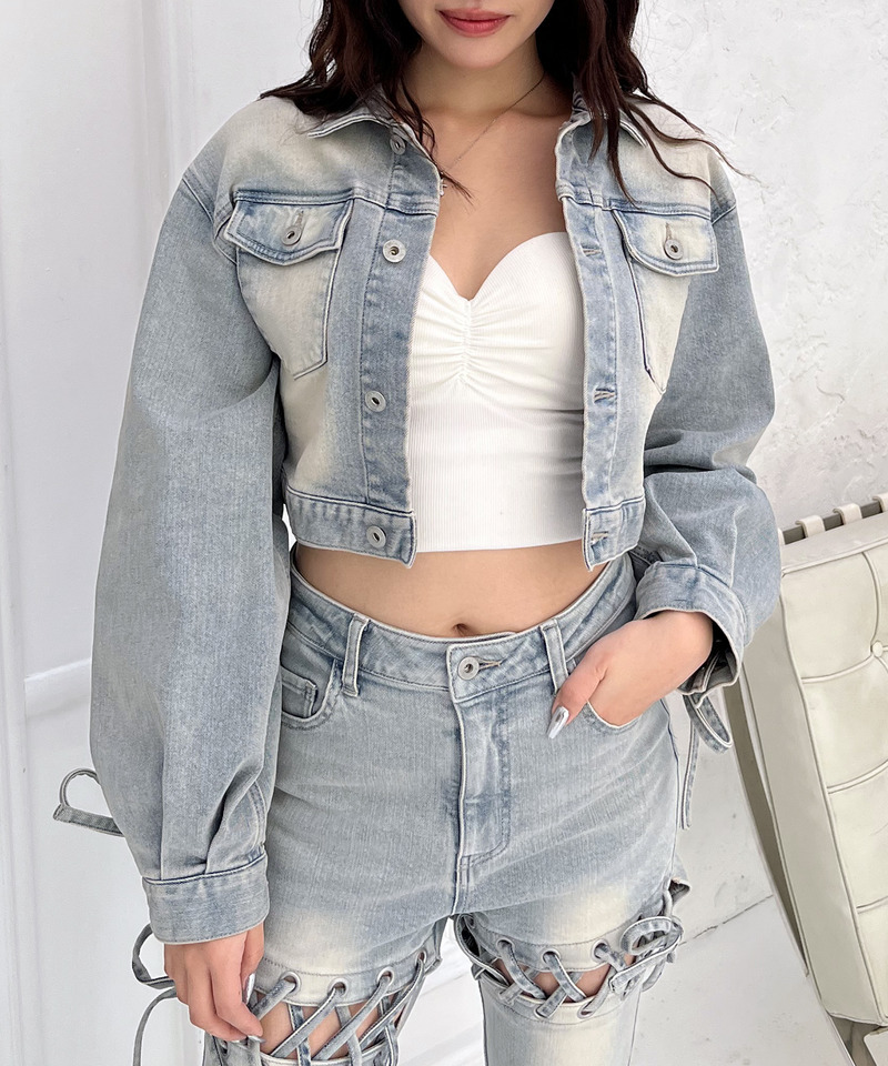 レースアップデニムショートジャケット 詳細画像 デニムブルー 14