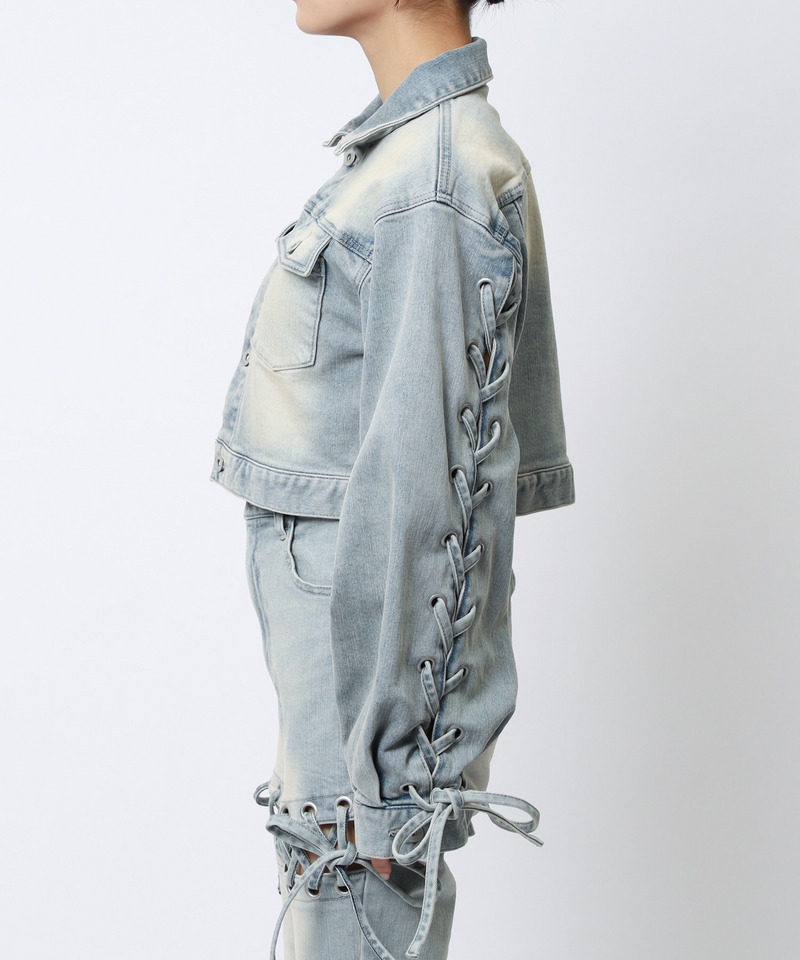 レースアップデニムショートジャケット 詳細画像 デニムブルー 22