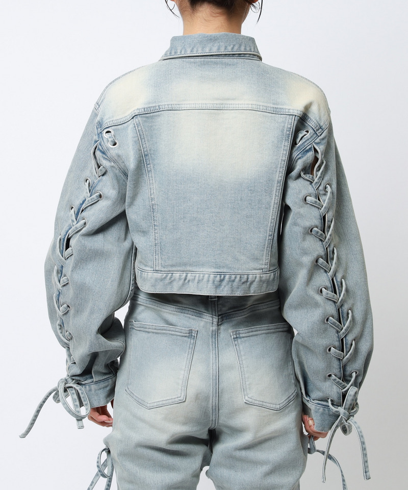 レースアップデニムショートジャケット 詳細画像 デニムブルー 23