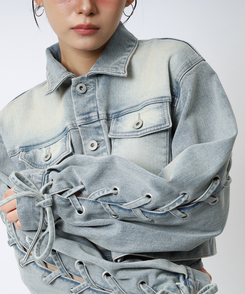 レースアップデニムショートジャケット 詳細画像 デニムブルー 26