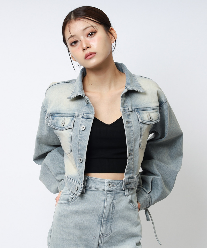 レースアップデニムショートジャケット 詳細画像 デニムブルー 5