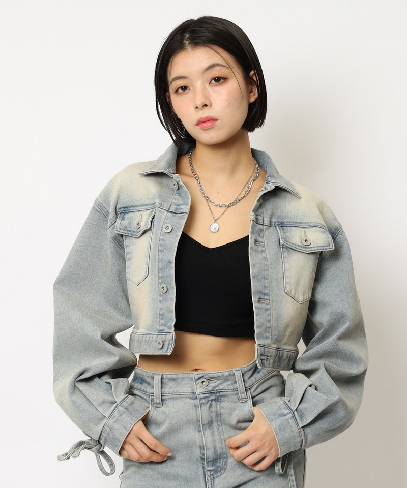 レースアップデニムショートジャケット 詳細画像 デニムブルー 9