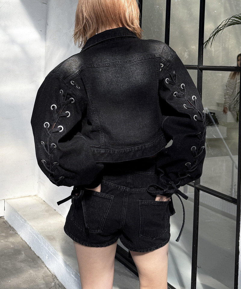 レースアップデニムショートジャケット 詳細画像 ブラックデニム 14