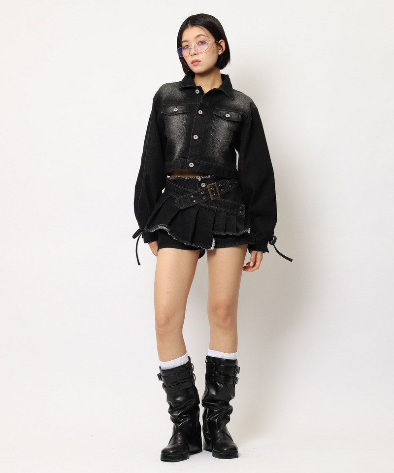 レースアップデニムショートジャケット 詳細画像 ブラックデニム 6