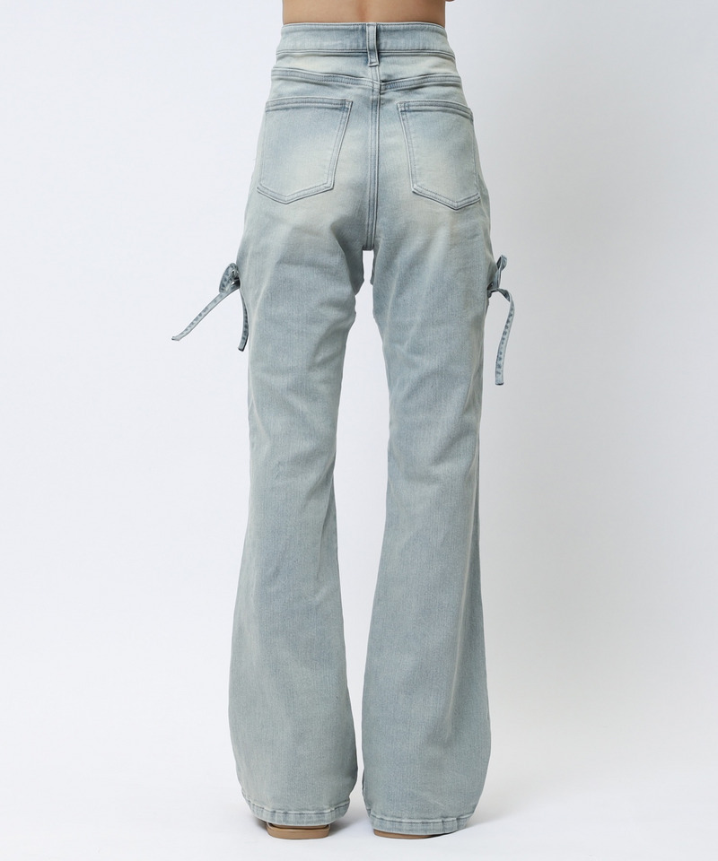 レースアップサイドカットフレアパンツ 詳細画像 デニムブルー 20