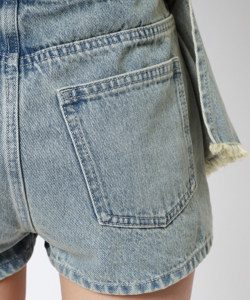 ベルトプリーツデザインショートパンツ 詳細画像 デニムブルー 14