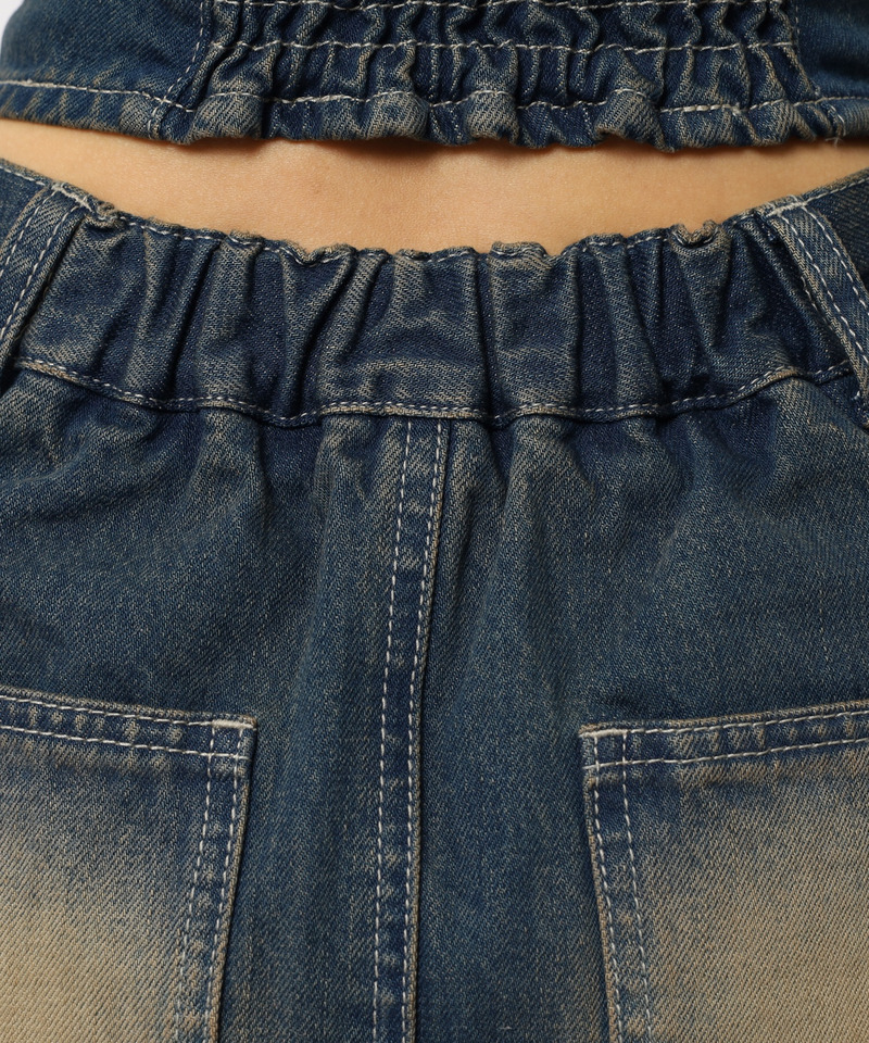 レースドッキングロングデニムスカート 詳細画像 デニムブルー 14