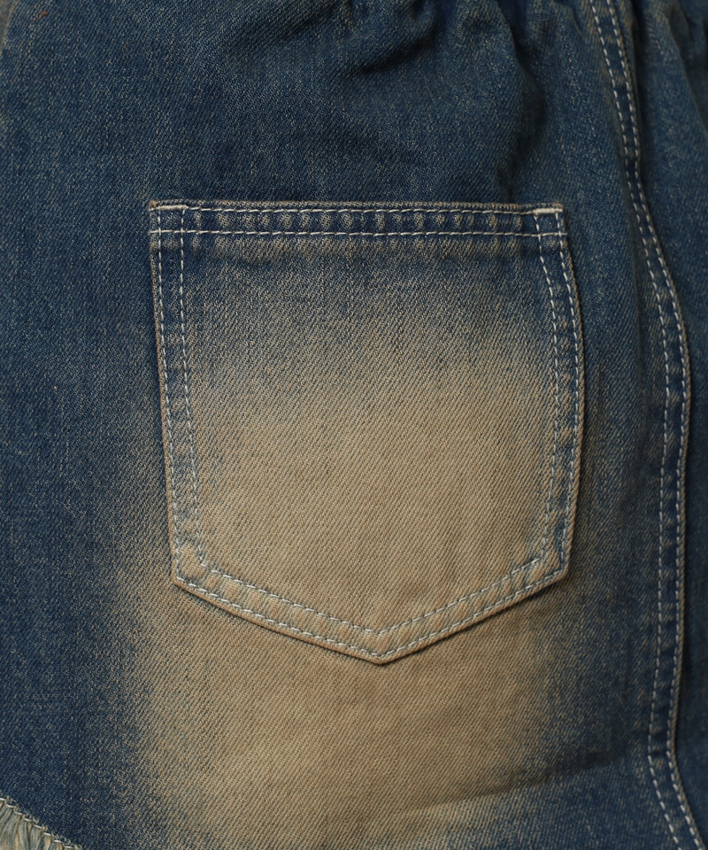 レースドッキングロングデニムスカート 詳細画像 デニムブルー 17