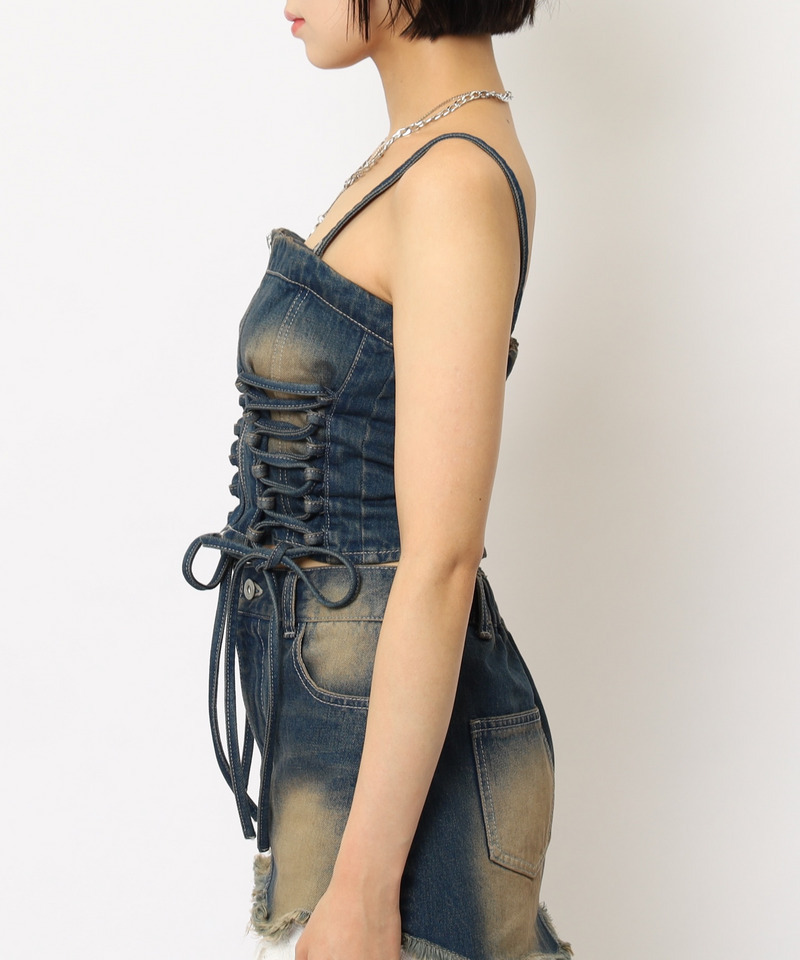 レースアップデニムビスチェ 詳細画像 デニムブルー 8