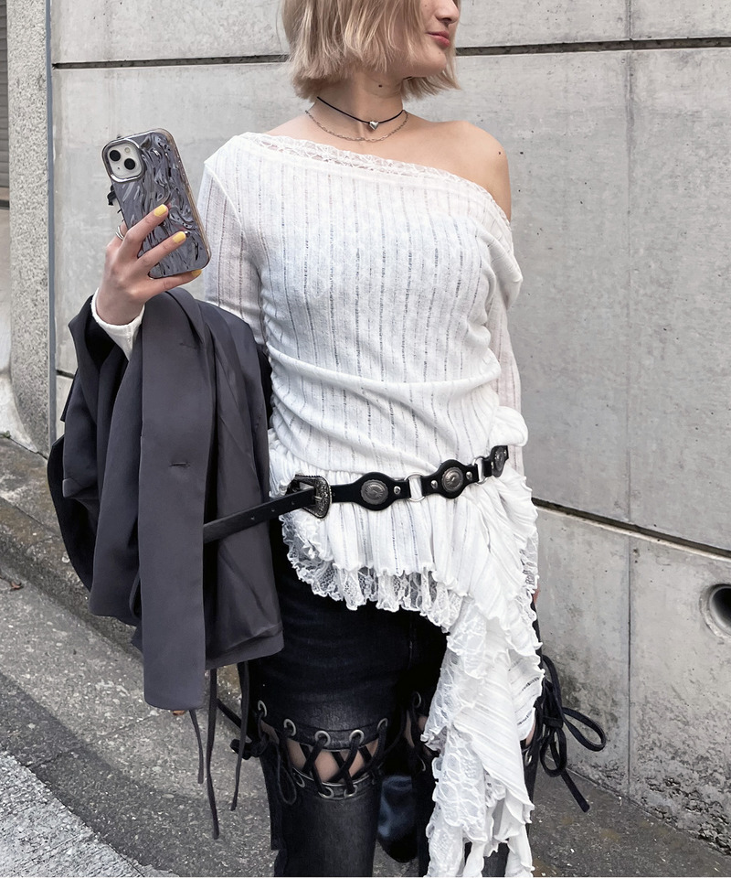 イレヘムワンショルレーストップス 詳細画像 ホワイト 11