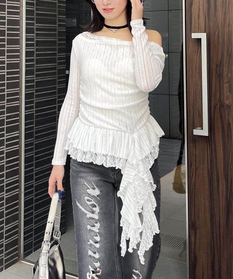 イレヘムワンショルレーストップス 詳細画像 ホワイト 4