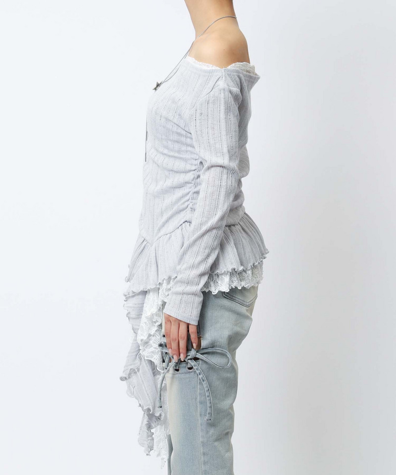 イレヘムワンショルレーストップス 詳細画像 グレー 15