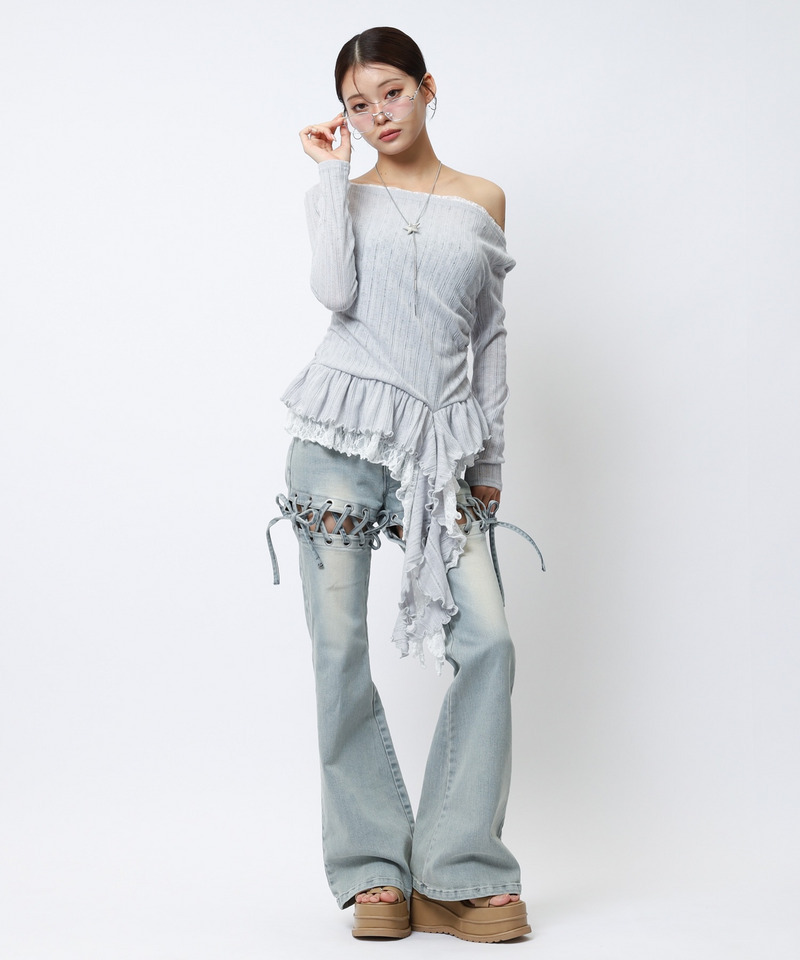 イレヘムワンショルレーストップス 詳細画像 グレー 7