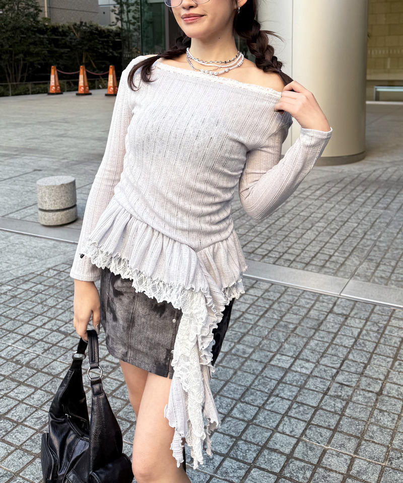 イレヘムワンショルレーストップス 詳細画像 グレー 8