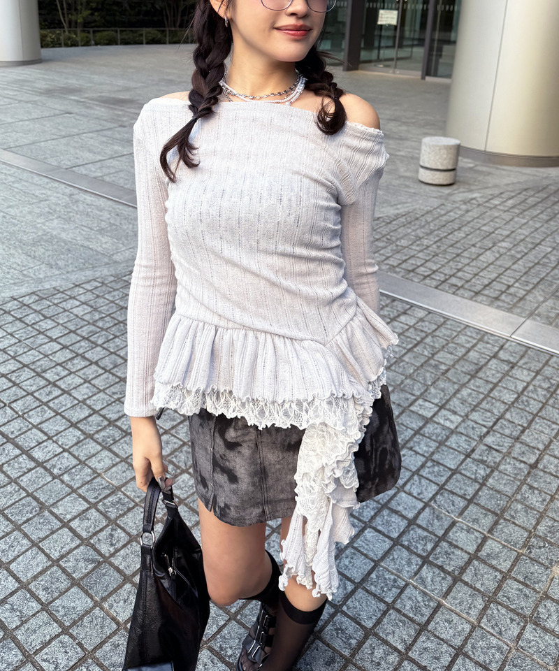 イレヘムワンショルレーストップス 詳細画像 グレー 9