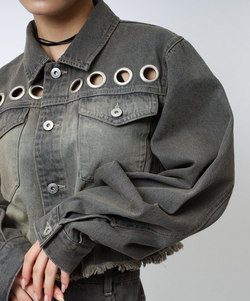 アイレットデニムジャケット 詳細画像 ブラックデニム 16
