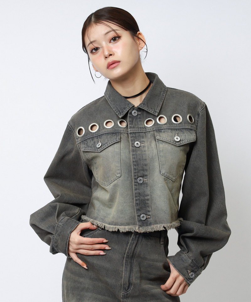 アイレットデニムジャケット 詳細画像 ブラックデニム 7