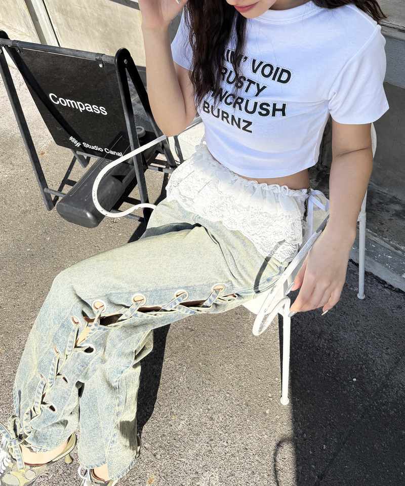 アイレットデニムフレアパンツ 詳細画像 デニムブルー 10