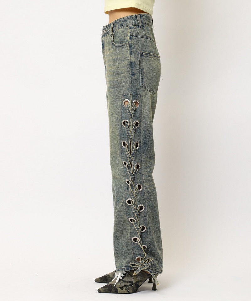 アイレットデニムフレアパンツ 詳細画像 デニムブルー 17