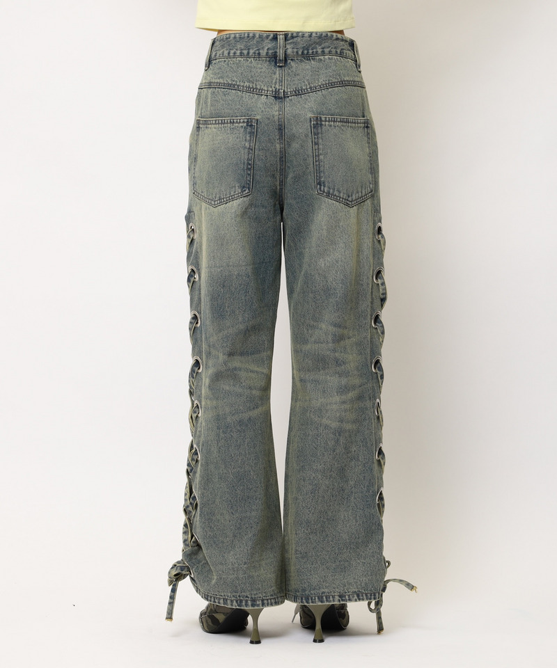 アイレットデニムフレアパンツ 詳細画像 デニムブルー 18