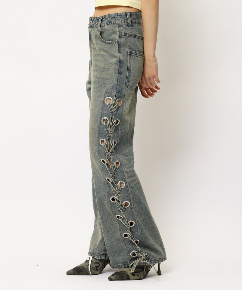 アイレットデニムフレアパンツ 詳細画像 デニムブルー 2