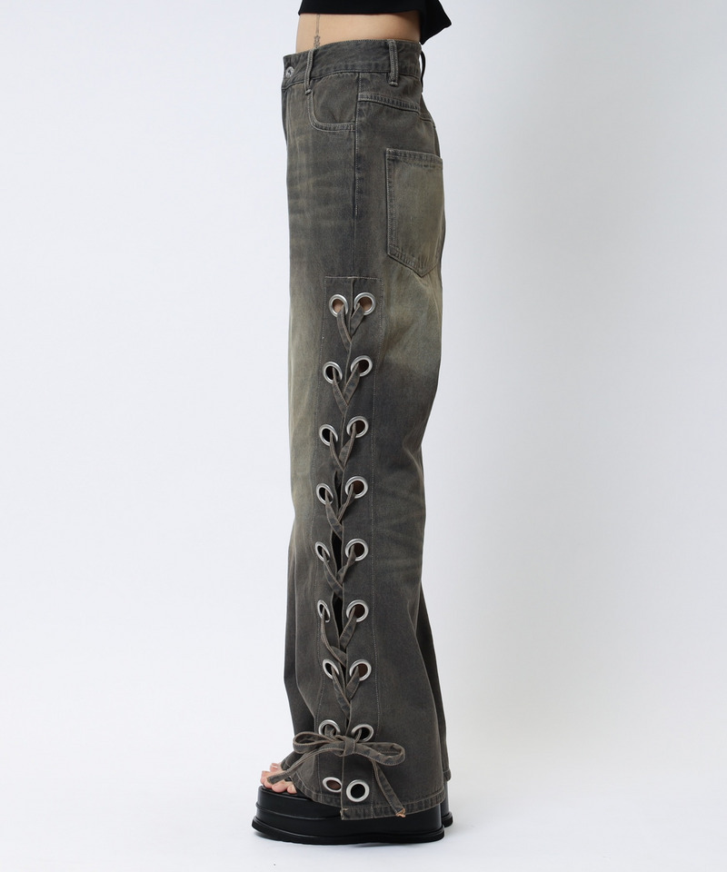 アイレットデニムフレアパンツ 詳細画像 ブラックデニム 15