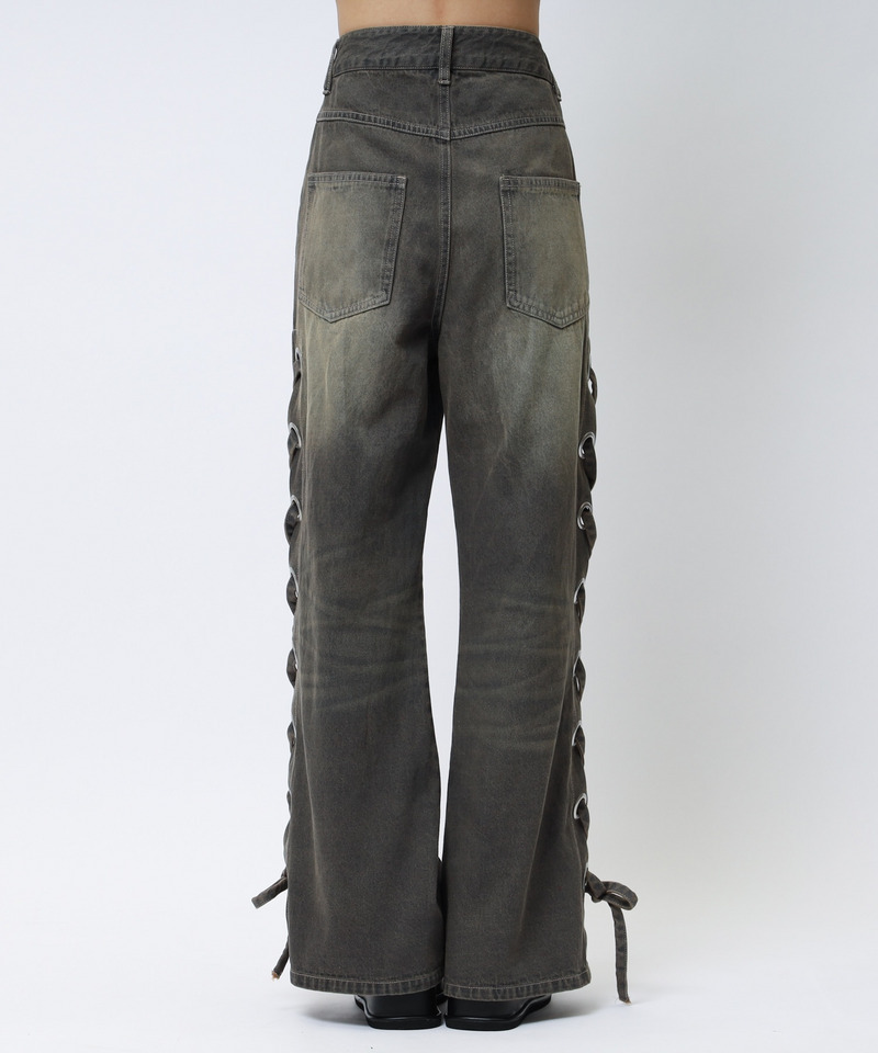 アイレットデニムフレアパンツ 詳細画像 ブラックデニム 16