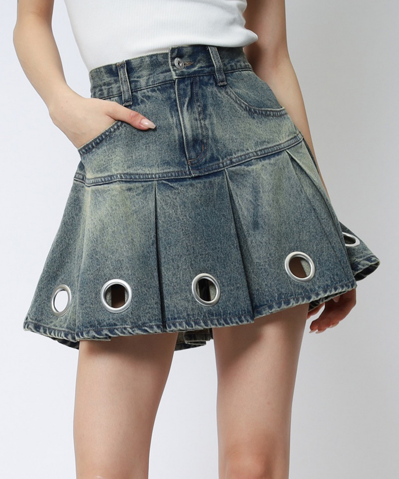 アイレットプリーツスカート 詳細画像 デニムブルー 1