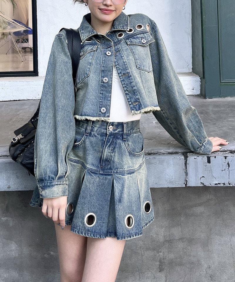 アイレットプリーツスカート 詳細画像 デニムブルー 4