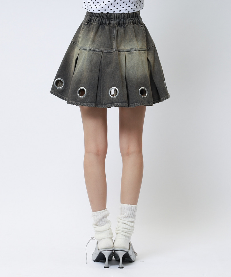アイレットプリーツスカート 詳細画像 ブラックデニム 11