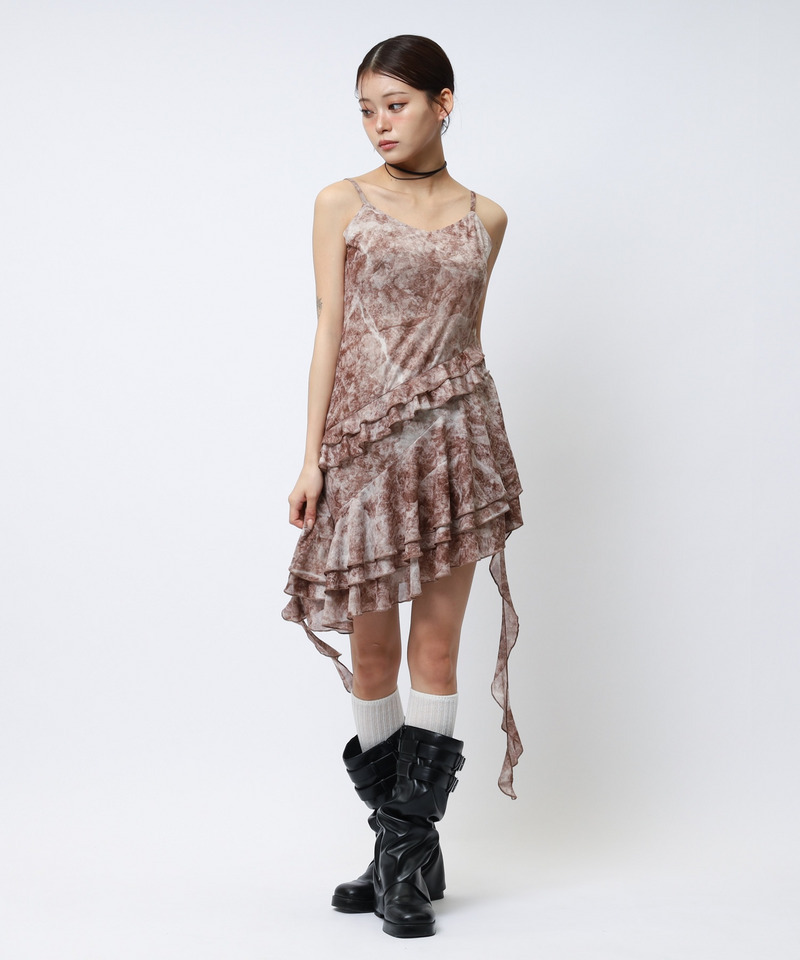 ティアードデザインイレヘムキャミワンピース 詳細画像 ブラウン 2