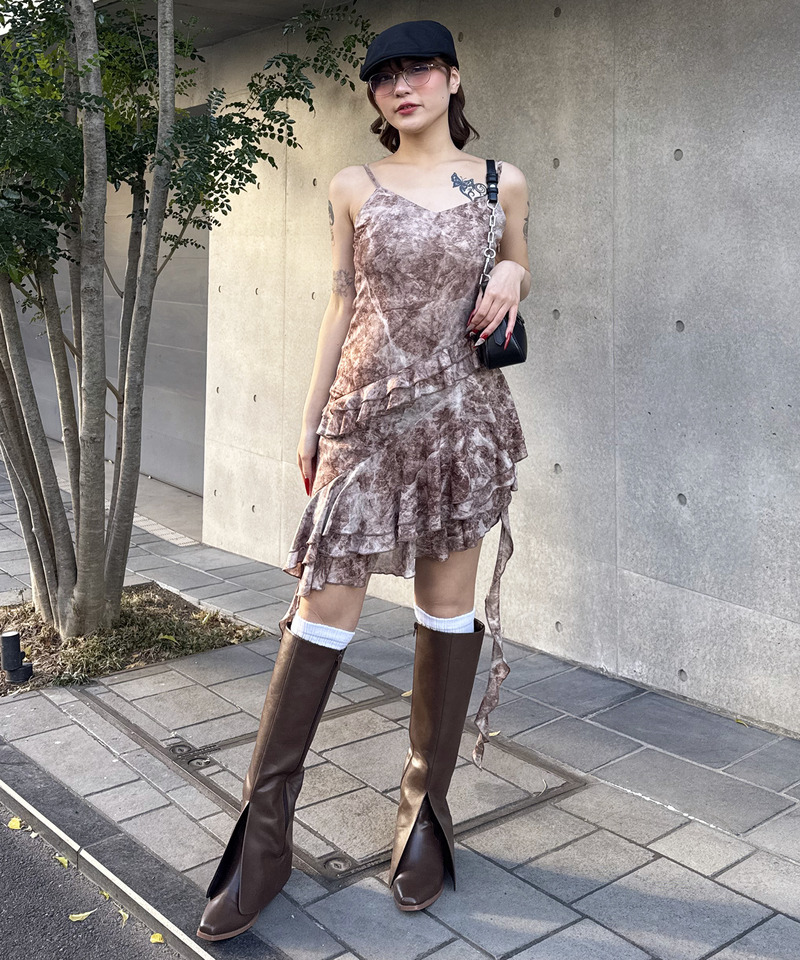 ティアードデザインイレヘムキャミワンピース 詳細画像 ブラウン 5