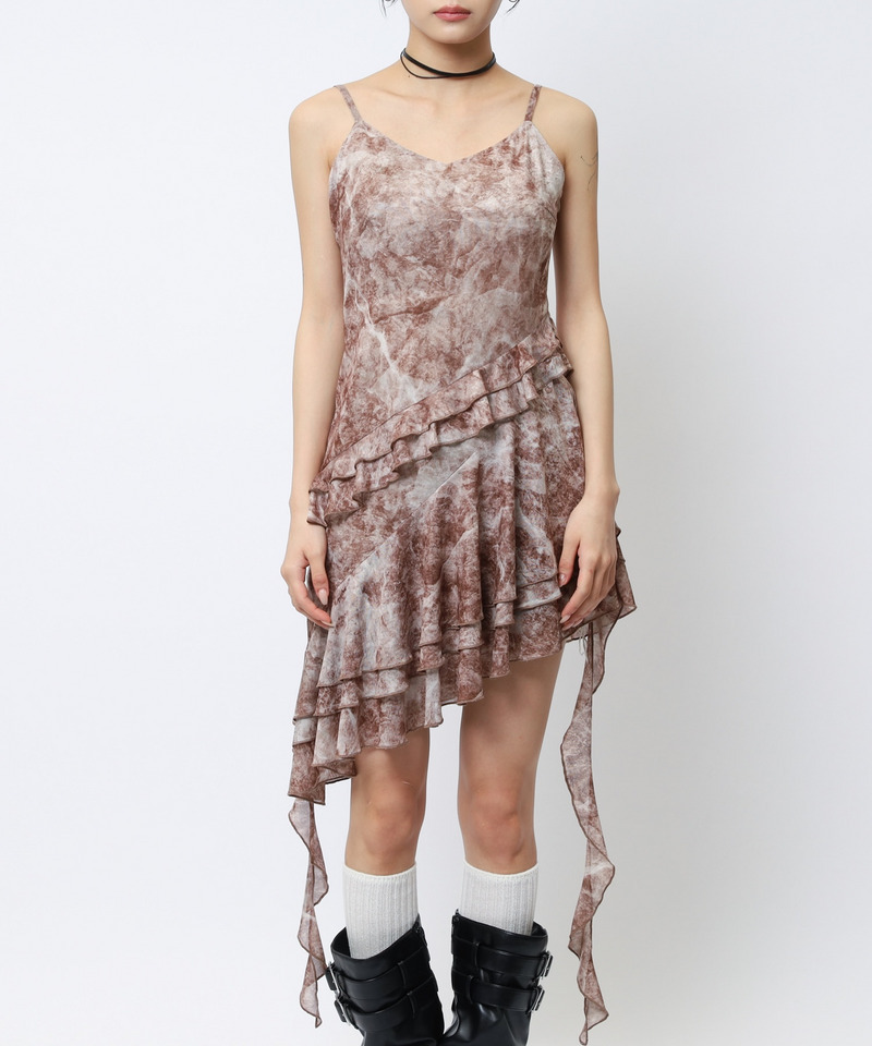 ティアードデザインイレヘムキャミワンピース 詳細画像 ブラウン 8