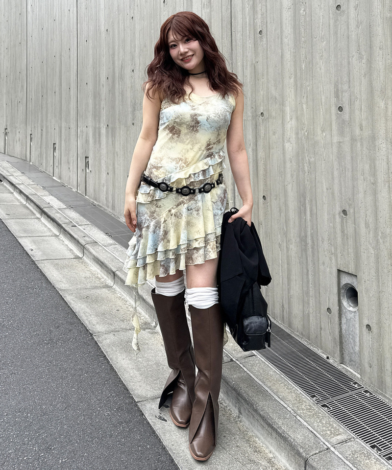 ティアードデザインイレヘムキャミワンピース 詳細画像 イエロー 12