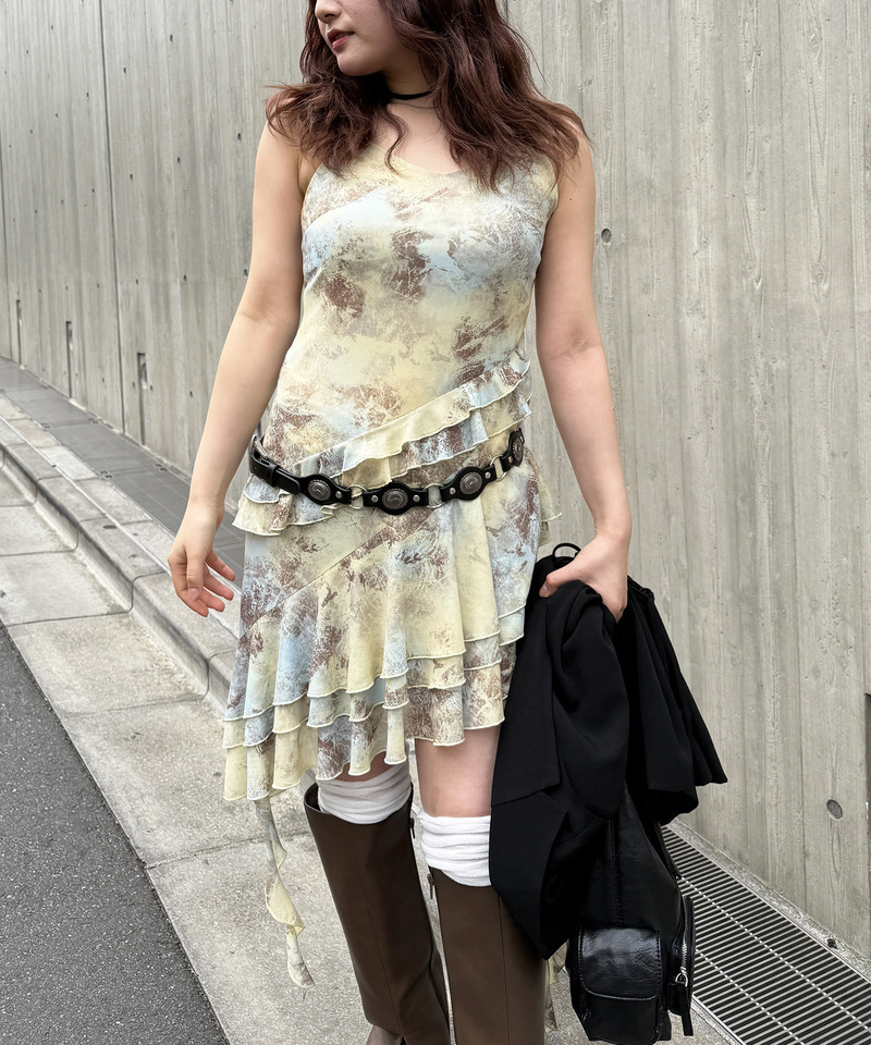 ティアードデザインイレヘムキャミワンピース 詳細画像 イエロー 13