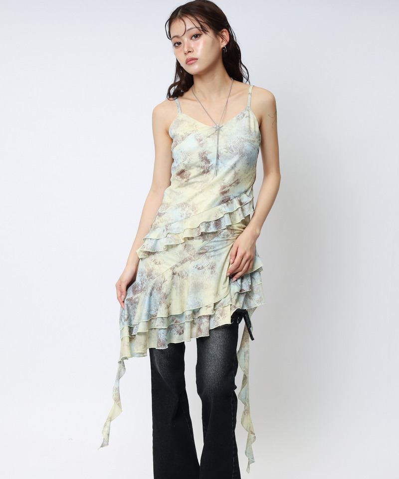 ティアードデザインイレヘムキャミワンピース 詳細画像 イエロー 5