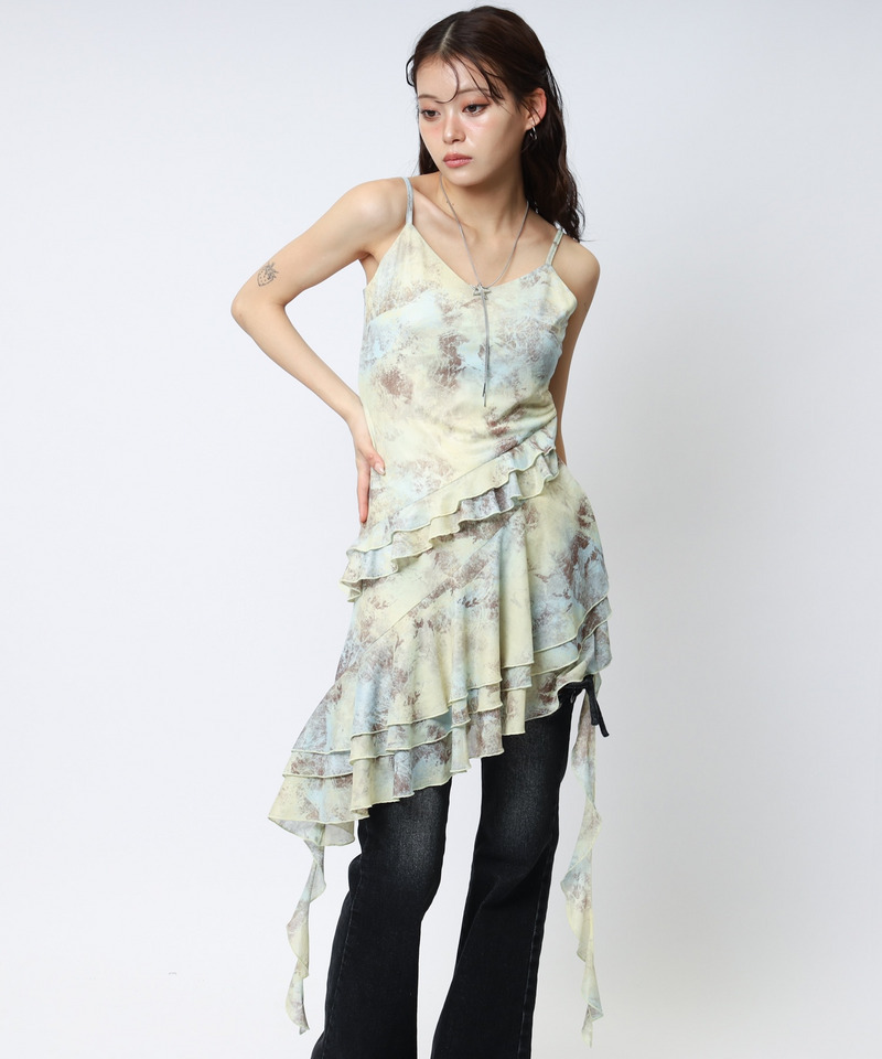 ティアードデザインイレヘムキャミワンピース 詳細画像 イエロー 6