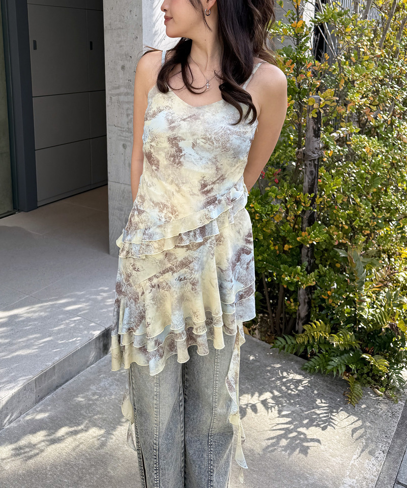 ティアードデザインイレヘムキャミワンピース 詳細画像 イエロー 8