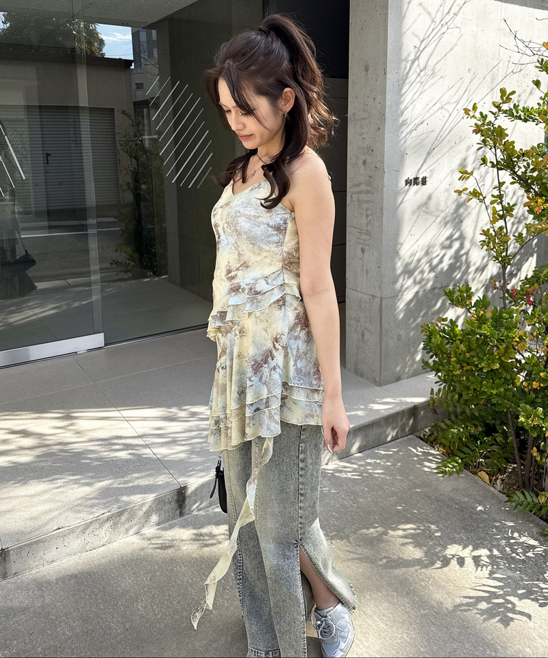 ティアードデザインイレヘムキャミワンピース 詳細画像 イエロー 9