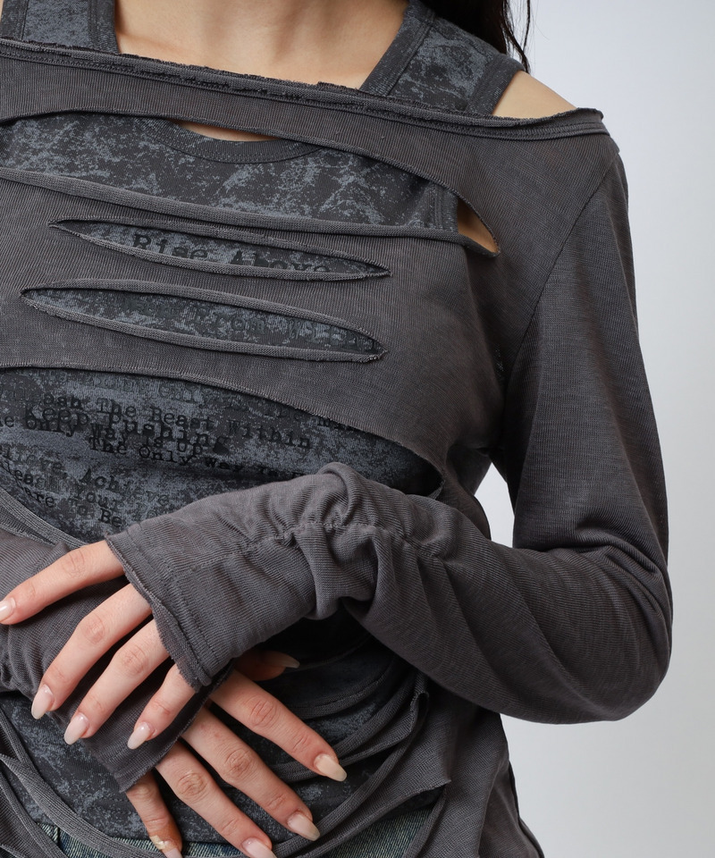 デザインアンサンブルトップス 詳細画像 グレー 12