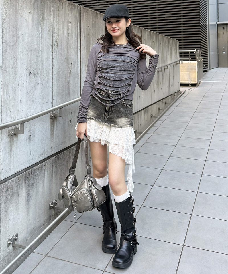 デザインアンサンブルトップス 詳細画像 グレー 17