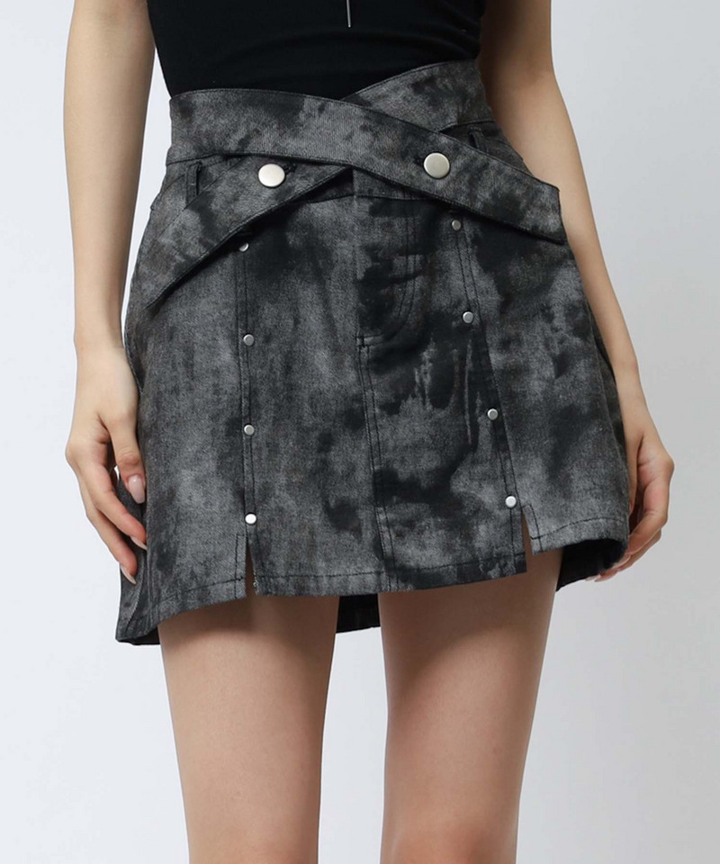 スタッズベルトデザインミニスカート 詳細画像 グレー系 1