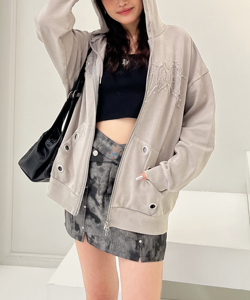 スタッズベルトデザインミニスカート 詳細画像 グレー系 15