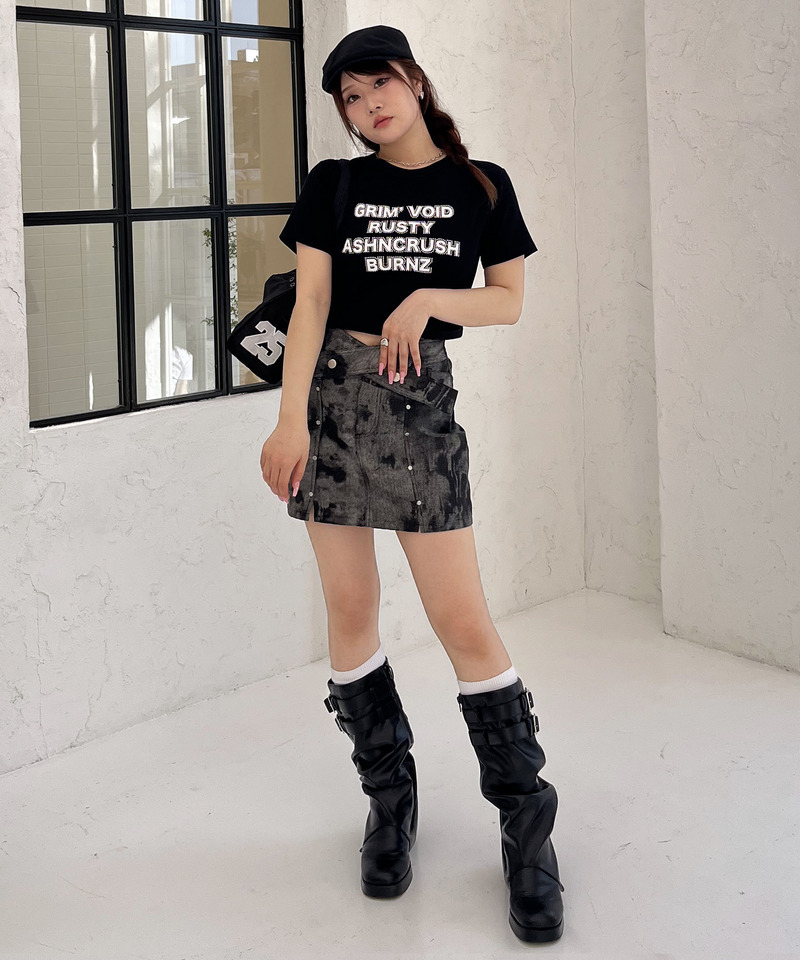 スタッズベルトデザインミニスカート 詳細画像 グレー系 9