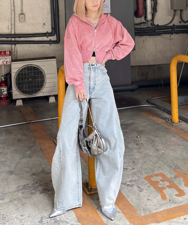 アイレットクラッシュロゴショートパーカー 詳細画像 ピンク 5