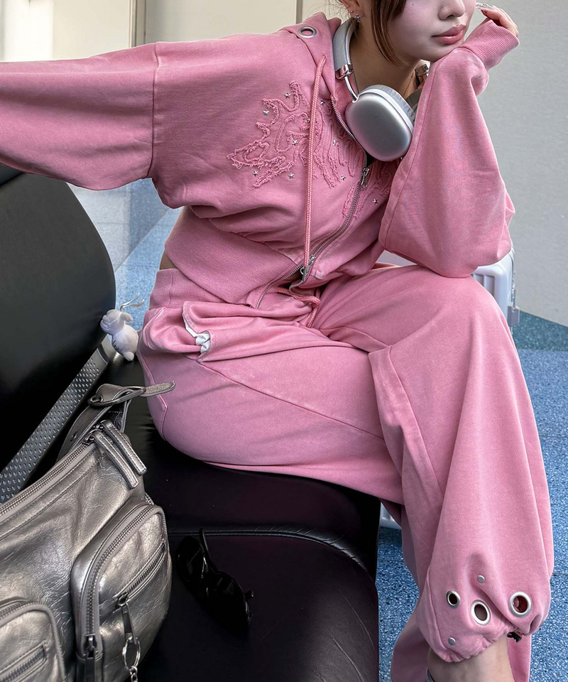 アイレットクラッシュロゴオーバーパーカー 詳細画像 ピンク 15