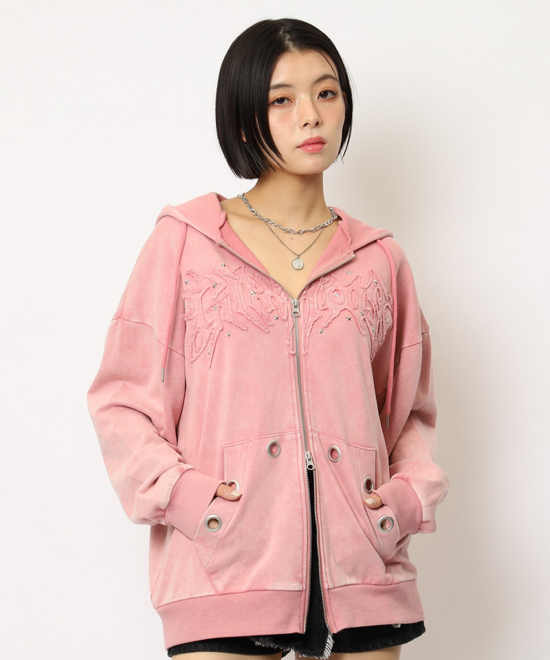 アイレットクラッシュロゴオーバーパーカー 詳細画像 ピンク 17