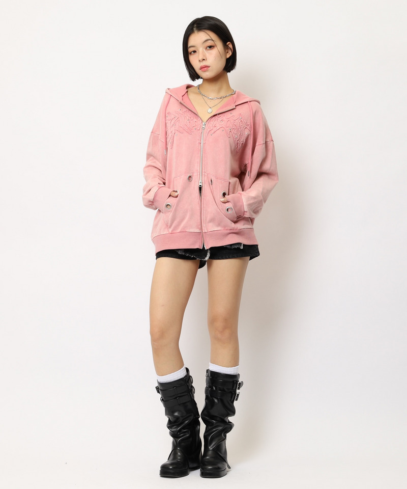 アイレットクラッシュロゴオーバーパーカー 詳細画像 ピンク 18