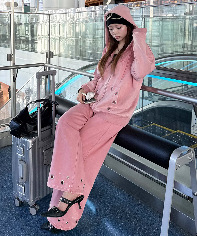 アイレットクラッシュロゴオーバーパーカー 詳細画像 ピンク 7