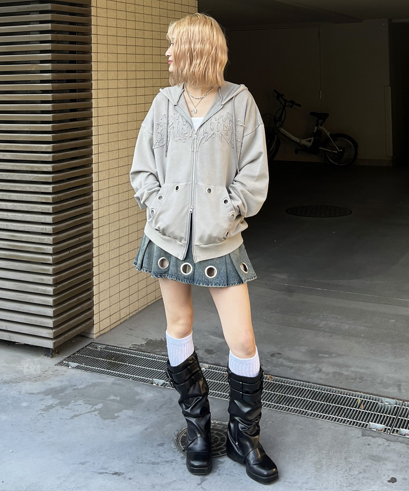 アイレットクラッシュロゴオーバーパーカー 詳細画像 グレー 13